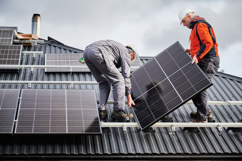 Close-up of Solar Panel Installation